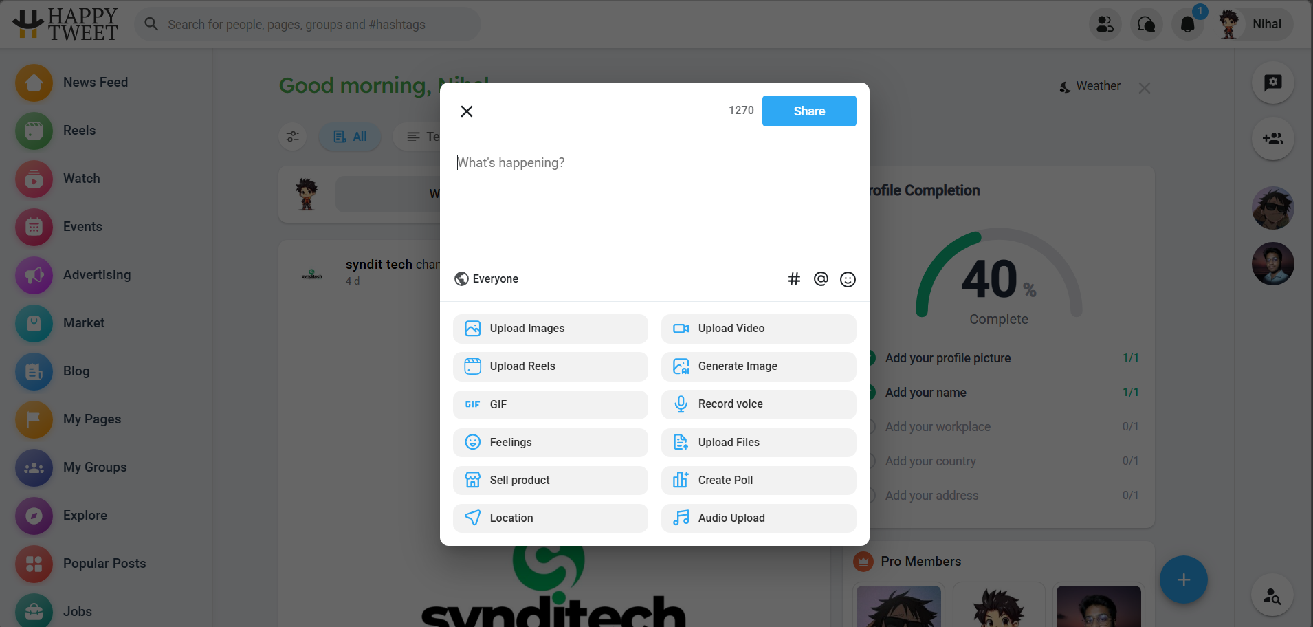 HAPPY TWEET — post composer